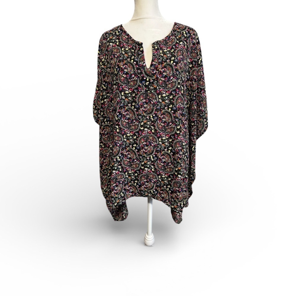 Westbound size 1X paisley poncho blouse top